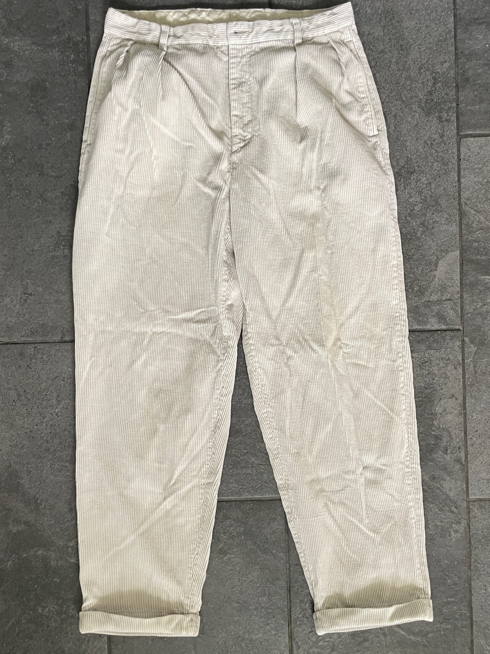 Vintage 90’s Y2K Nautica Wide Wale Corduroy Pants | Cream Pleated Baggy Trousers